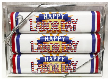 Labor Day 3 Pack Candy Bars (Caramel, Crisp, & Dark) 5 11/16" x 4 3/16"  Acetate Box