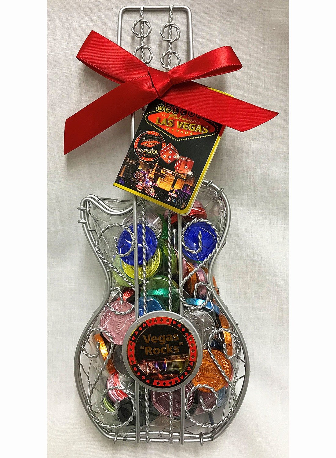 LV Night Wire Guitar Vegas Rocks, Small Gourmet Milk Chocolate Coins (87 Pieces)