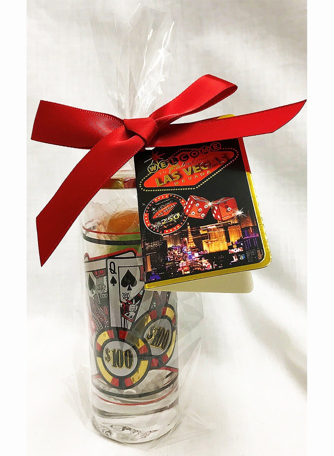 LV Night Royal Flush Shooter w Poker Chip, Hard Fruit Candy