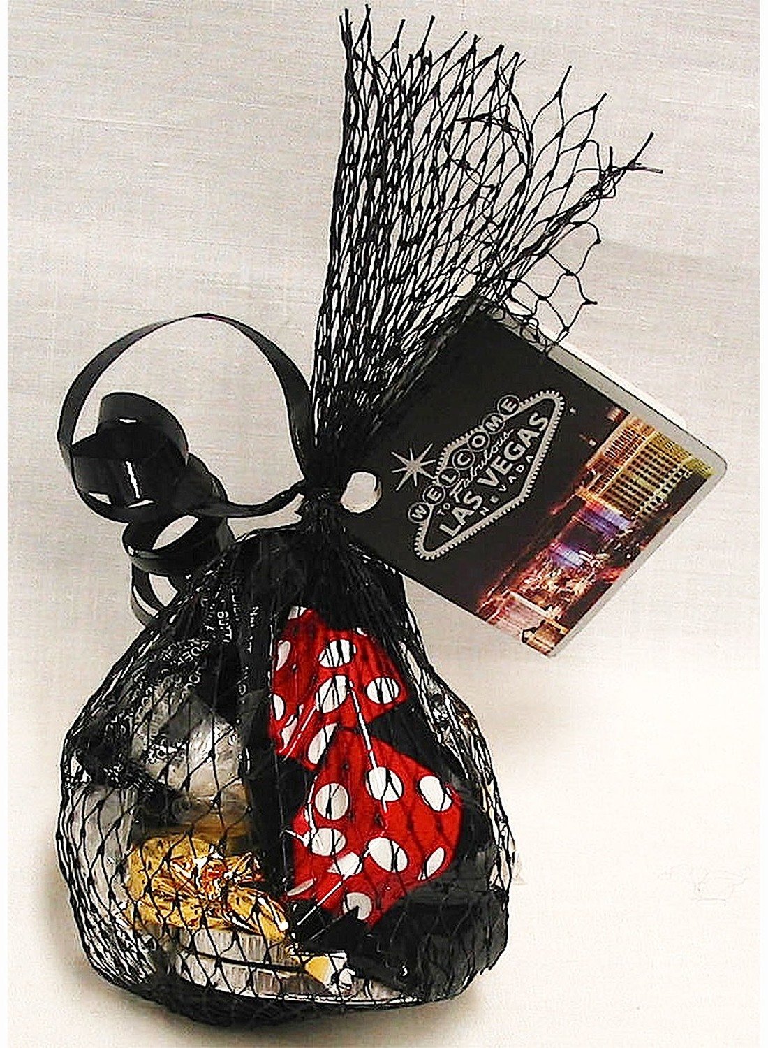 LV Night Mesh Bag w Silver USA Coin, Poker Chip, 2 Truffles, Hard Fruit Candy