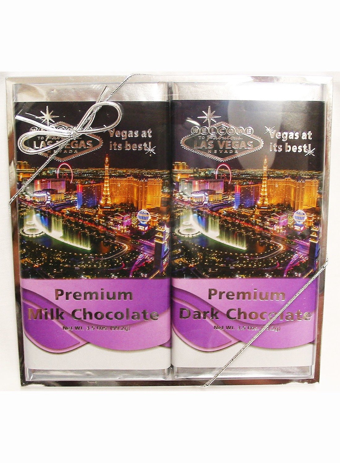 2 Pack Large Bars (Milk Chocolate, Dark Chocolate) In A Acetate Box 6" Wide X 6" Height