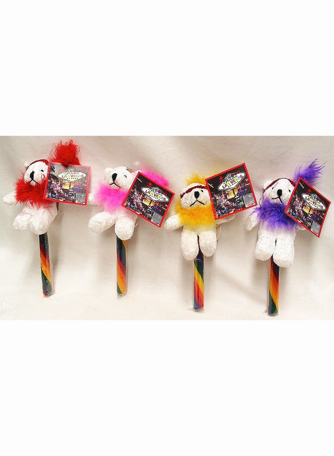 LV Night Small White Finger Puppet Bears w Lollipop