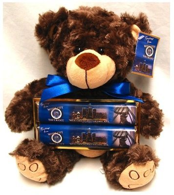 Detroit Large Brown Bear with 2 Pack Candy Bars