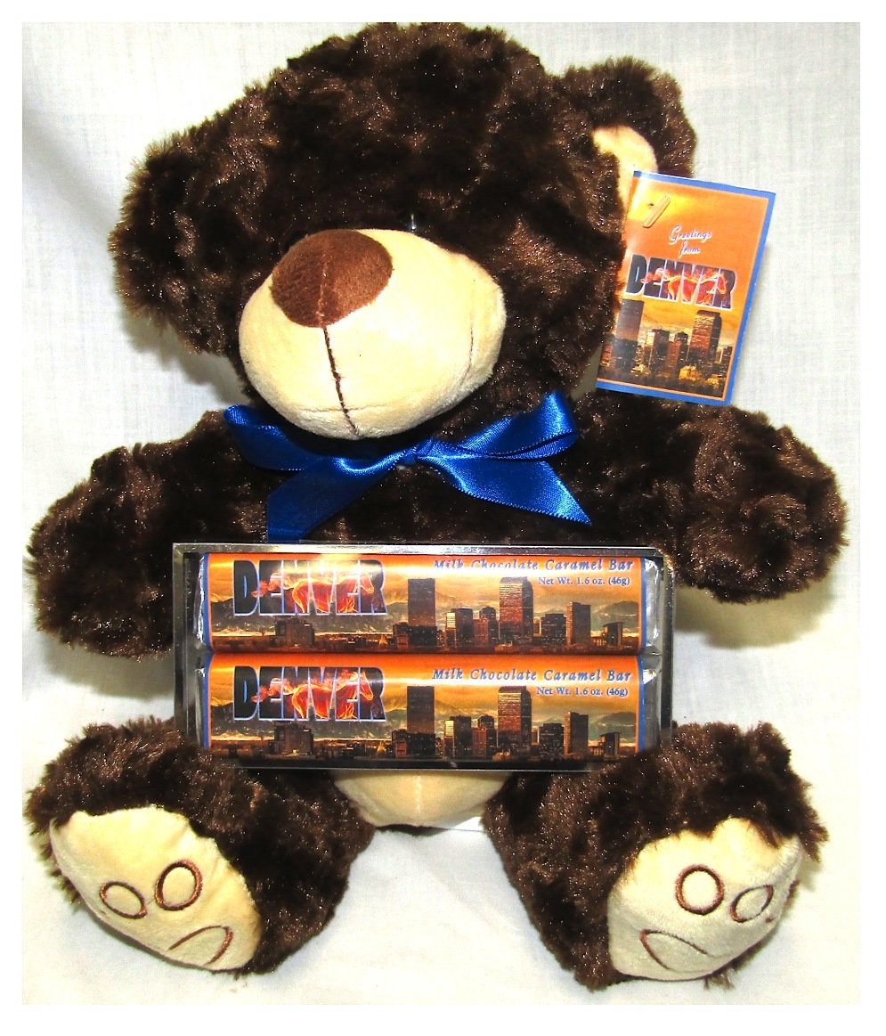 Denver LG Plush Bear w 2 Pack Candy Bears, Ribbon & Card Tag
