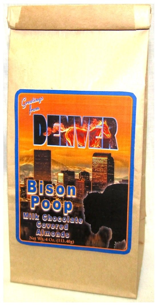 Denver Bison Poop Brown Bag Filled With Milk Chocolate Covered Almonds