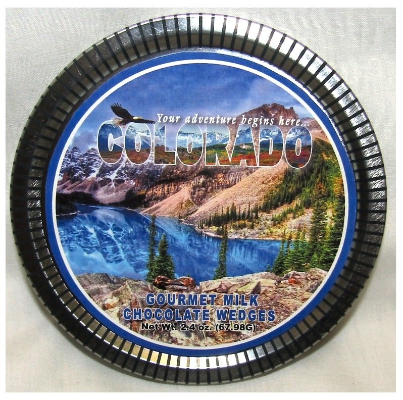 Colorado Medallion Tin with Gourmet Milk Chocolate Wedges