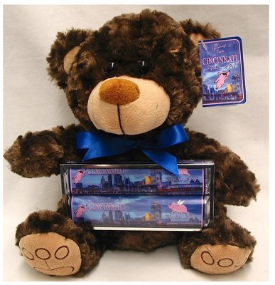 Cincinnati 9" Plush Bear with 2 Pack Chocolate Caramel Bars