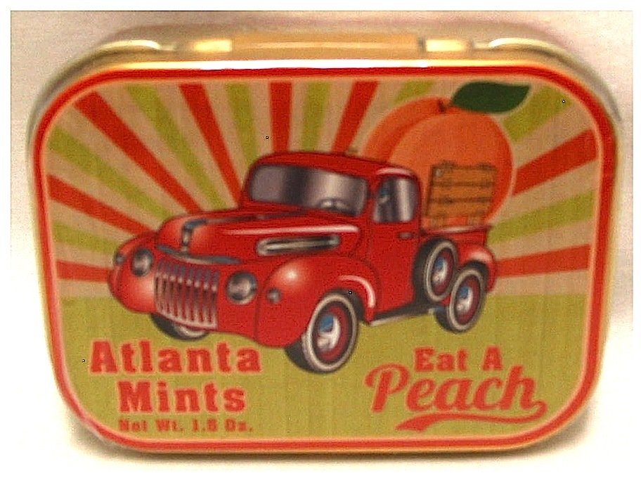 Atlanta Peach 3 3/16" Length X 2 1/2" Wide Tin with Breath Mints  Net Weight 1.5 Oz