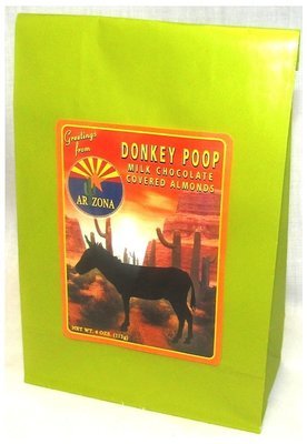 Arizona Desert Green Paper Bag of Donkey Poop Milk Chocolate Almonds