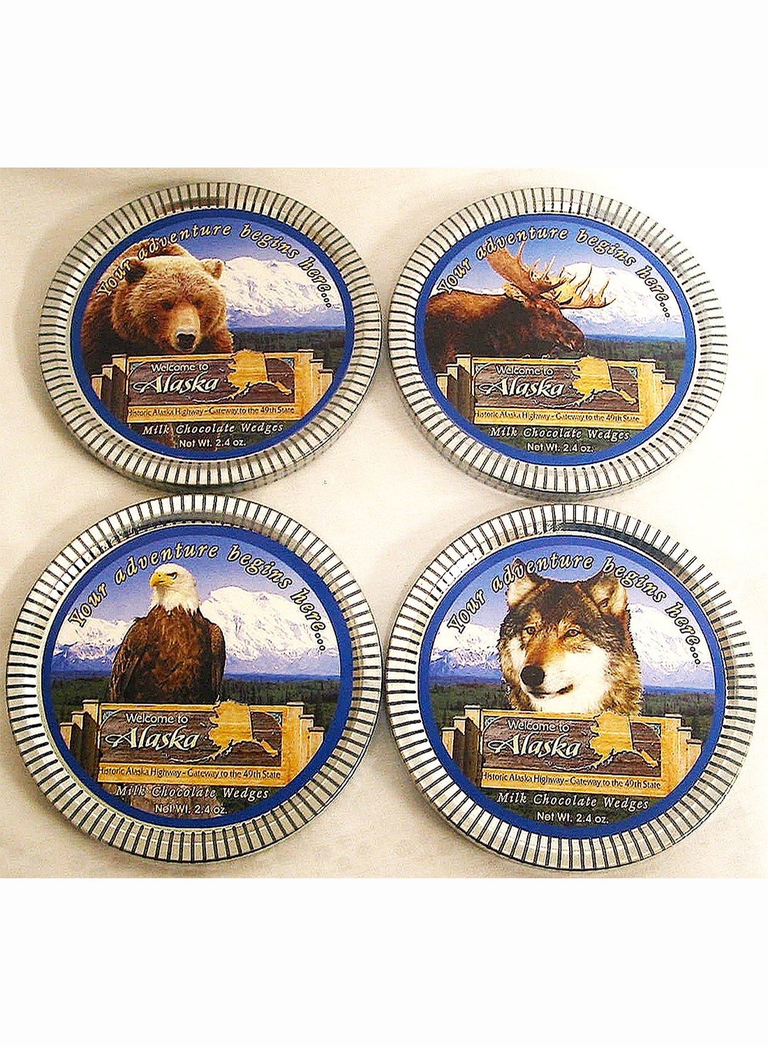 Alaska Forest Animals - Medallion Tin with Gourmet Milk Chocolate Wedges