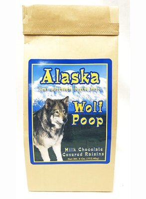 Alaska Wolf Poop Brown Bag Filled with Milk Chocolate Covered Raisins