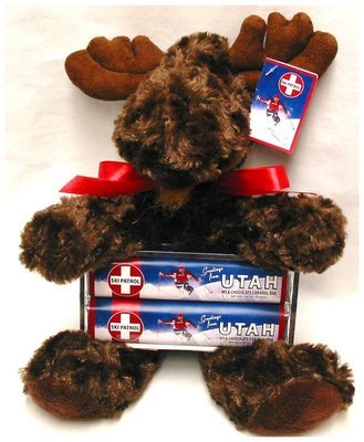 Ski Patrol Brown Moose Plush with 2 Milk Chocolate Caramel Bars