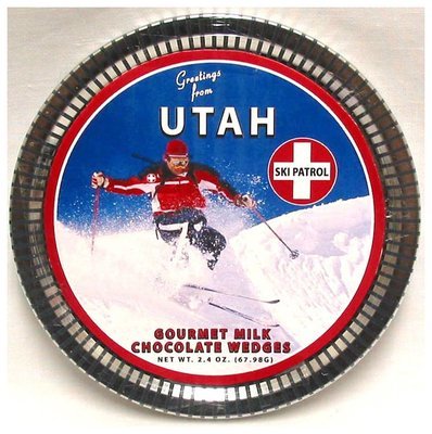 Ski Patrol Medallion Tin with Gourmet Milk Chocolate Wedges