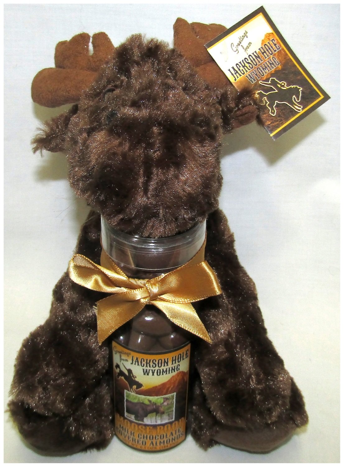 Wyoming 8' Plush Moose with Milk Chocolate Covered Almonds Tube