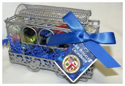 LAX Cable Car With Small Gourmet Milk Chocolate Coins (125 Pieces) Net Wt 8oz