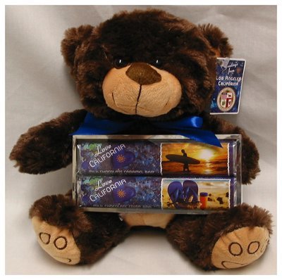 LAX Brown Bear With 2 Candy Bars, Card Tag and Ribbon