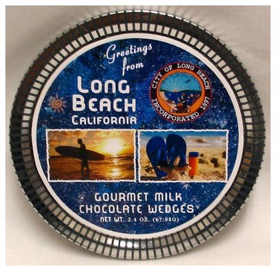 Long Beach Medallion Tin with Gourmet Milk Chocolate Wedges
