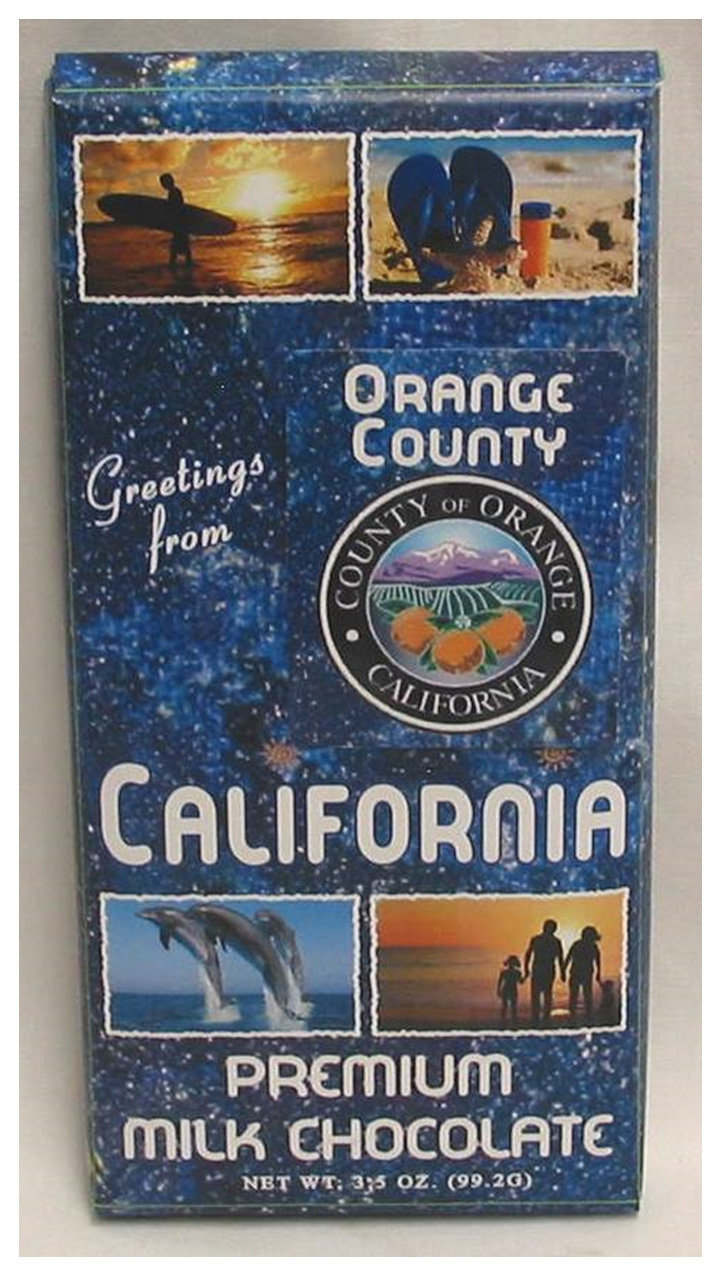 Orange County Blue Tablet Box w Milk Chocolate Bar