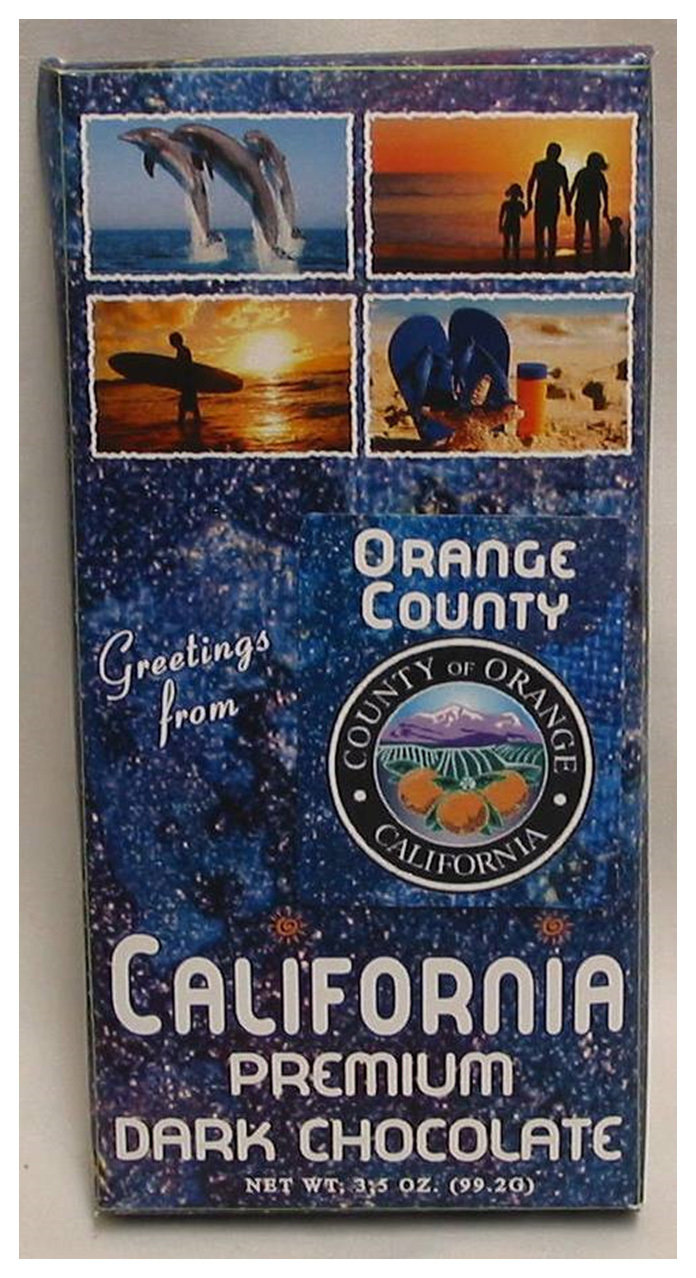 Orange County Blue Tablet Box with Dark Chocolate Bar