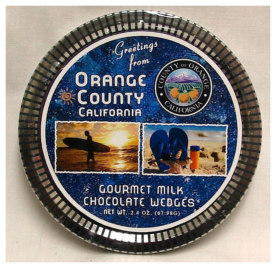 Orange County Medallion Tin with Gourmet Milk Chocolate Wedges