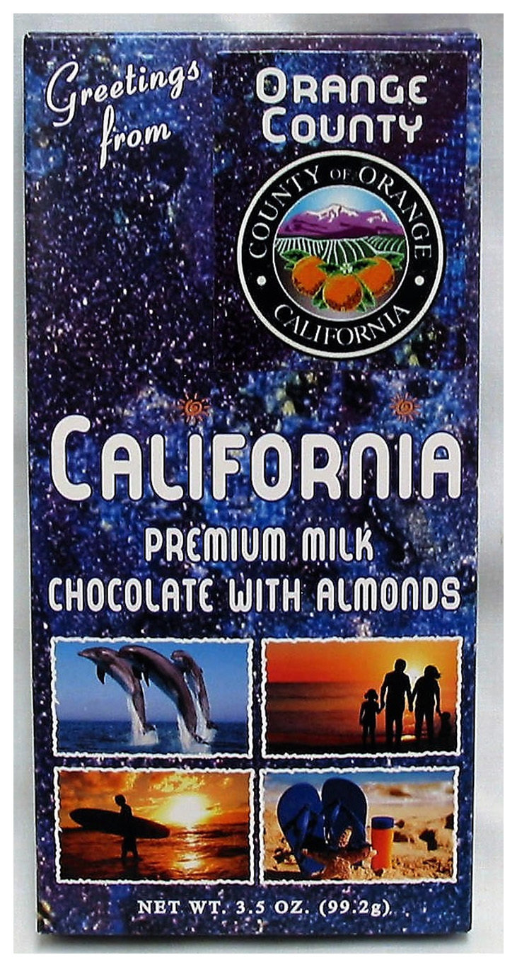 Orange County Blue Tablet Box with Milk Chocolate Bar with Almonds