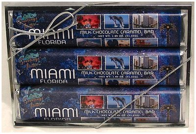 Miami 3 Pack Candy Bars - Milk Chocolate Caramel Bars