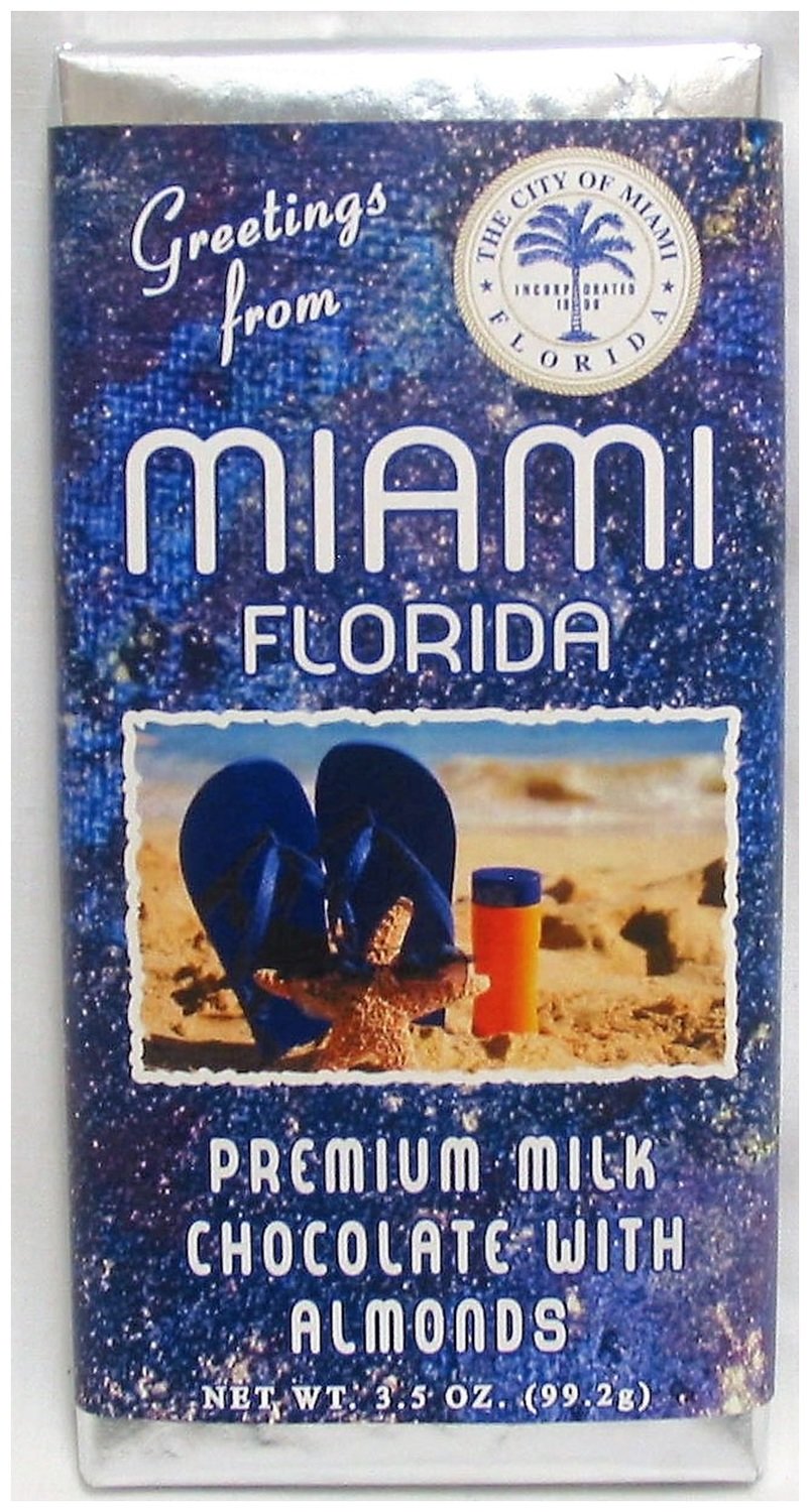 Miami Blue Large Premium Milk Chocolate Bar With Almonds
