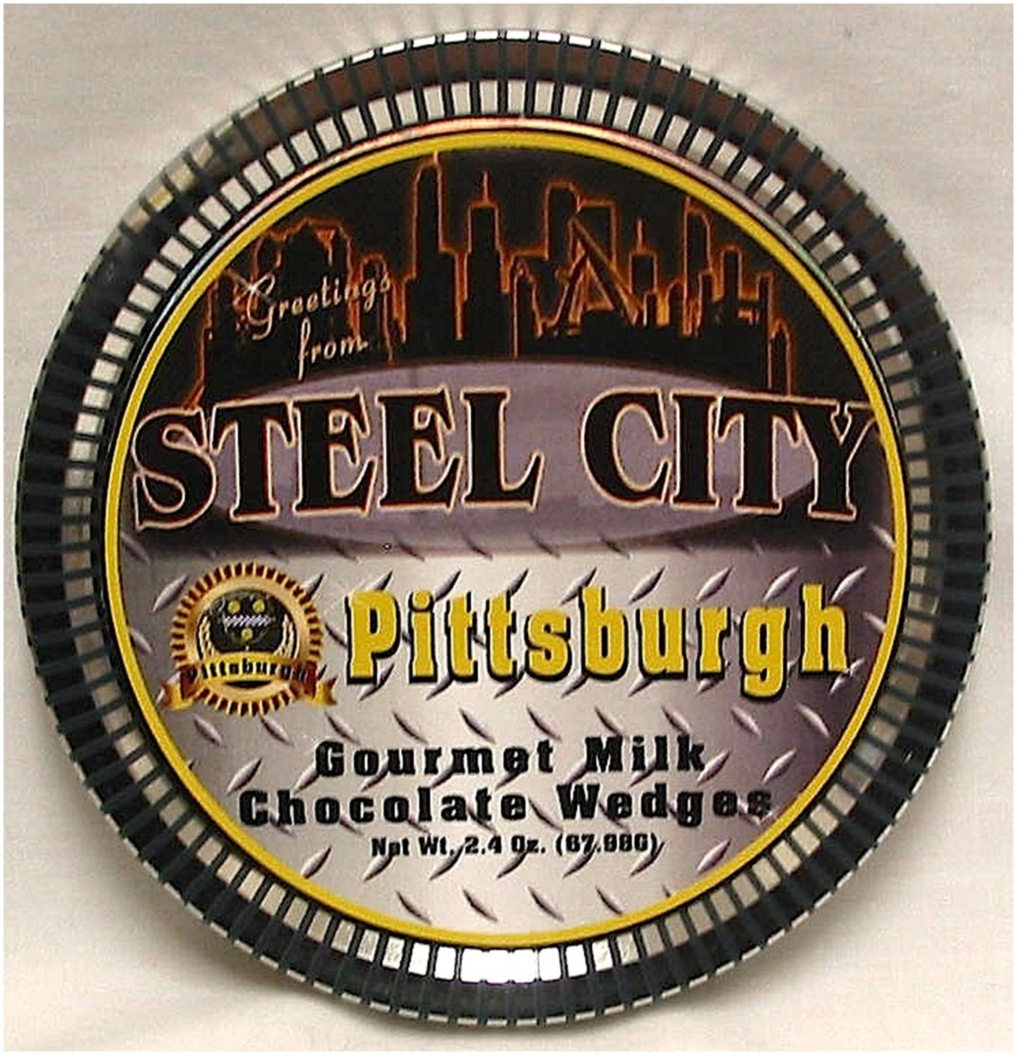 Pittsburgh Medallion Tin with Gourmet Milk Chocolate Wedges