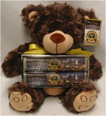 Pittsburgh Large Brown Bear with 2 Pack Candy Bars