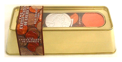 USA Coins Bullion w/ Assorted Gourmet Chocolate Coins & Fruit Candy Net Wt oz