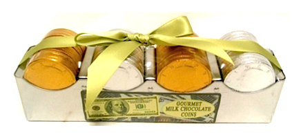USA Money 4 Row Rack With Gold And Silver Chocolate Coins
