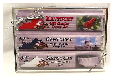 Kentucky 3 Pack Candy Bars - Milk Chocolate Caramel, Crisp, & Dark