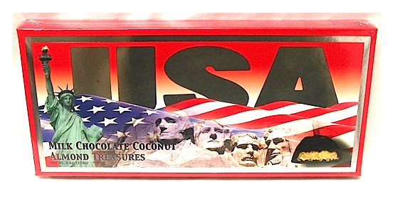 USA Flag Milk Chocolate Coconut Almond Treasures Net Wt 6oz