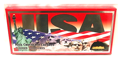 USA Flag Milk Chocolate Coconut Almond Treasures Net Wt 6oz