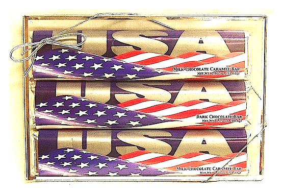 USA Flag 3 Pack Candy Bars - Milk Chocolate Caramel (2) & Dark