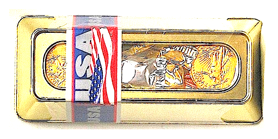 USA Flag Bullion Tin w/ Chocolate Coins & Hard Fruit Candy Net Wt oz