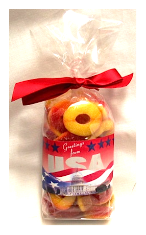 USA Flag Peach Rings Net Wt 9oz