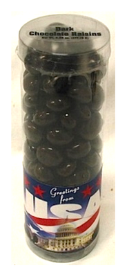 USA Flag Tall Tube w/ Milk Chocolate Raisins Net Wt 6.25oz