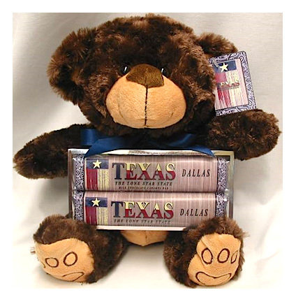Texas Flag Large Plush Bear with 2 Pack Gourmet Milk Chocolate Caramel Bars