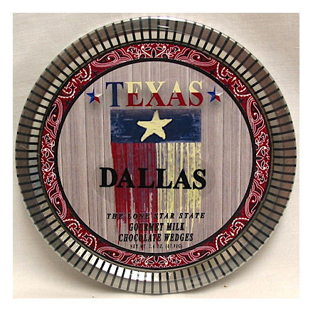 Texas Flag Medallion Tin with Gourmet Milk Chocolate Wedges