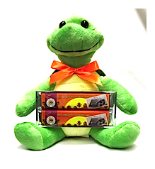 Palm Spring 10" Plush Turtle with 2 Pack Candy Bars (Milk Chocolate Caramel)