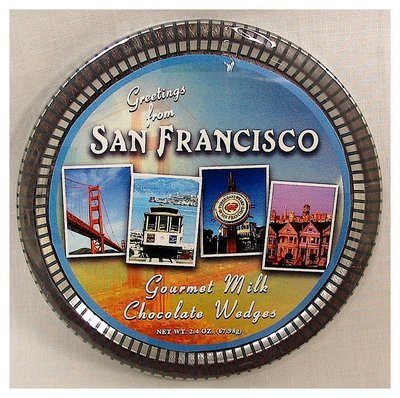 San Francisco Collage Medallion Tin with Gourmet Milk Chocolate Wedges