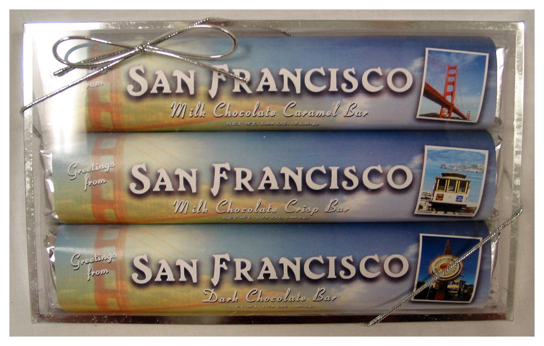 San Francisco Collage 3 Pack Candy Bars - Milk Chocolate Caramel, Crisp & Dark