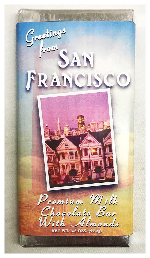 San Francisco Collage Premium Large Milk Chocolate Bar with Almonds