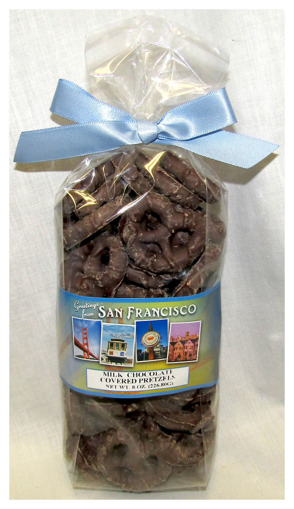 San Francisco Collage Milk Chocolate Covered Pretzels in a Bag