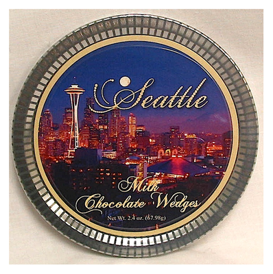 Seattle Medallion Tin with Gourmet Milk Chocolate Wedges
