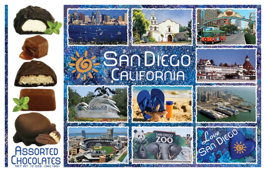 SAN DIEGO BLUE ASSORTED CHOCOLATES NET WT 12OZ