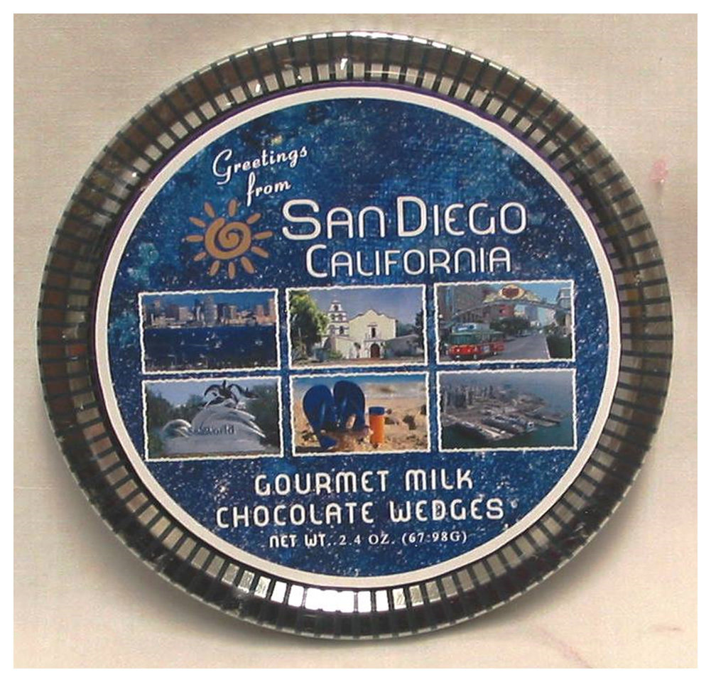 San Diego Blue Medallion Tin with Gourmet Milk Chocolate Wedges