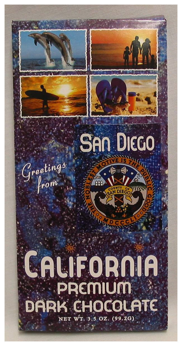 San Diego Blue Tablet Box with Dark Chocolate Bar Net Wt 3.5Oz