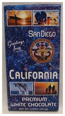 San Diego Blue Tablet Box with White Chocolate Bar Net WT 3.5OZ